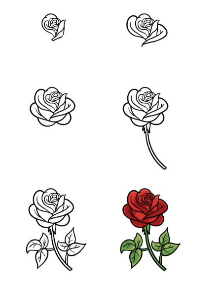 How To Draw A Cartoon Rose